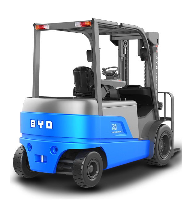 Heavy Duty Economical New Energy Forklift for Efficiency Heavy duty economical forklift with 5000kg load capacity and pneumatic tires operating efficiently in an industrial warehouse setting