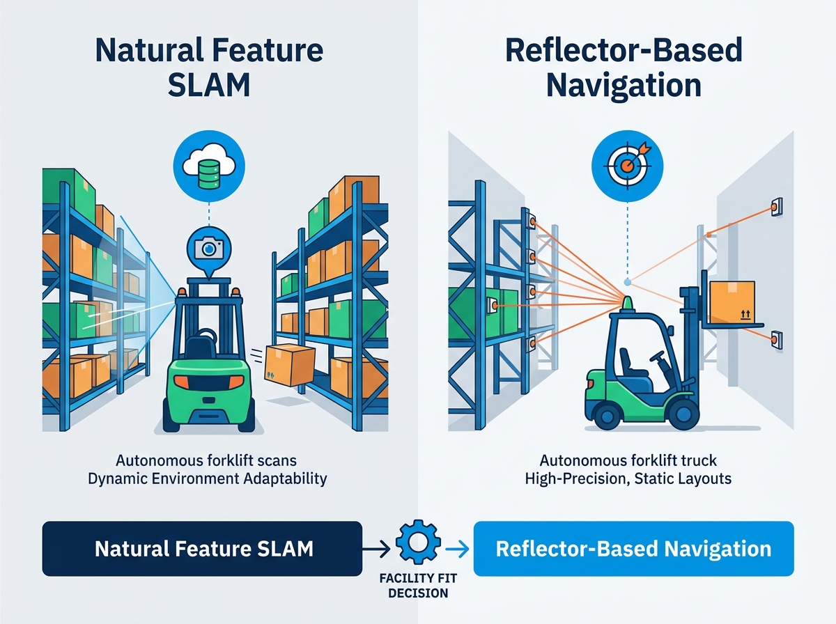 Intelligent forklift truck navigation and sensor technologies