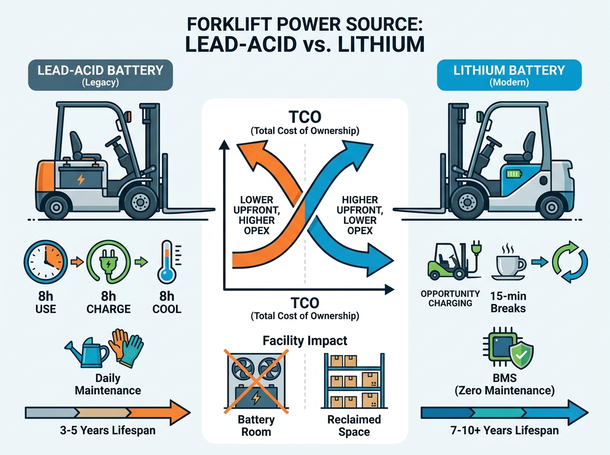 Lithium battery forklift truck operational environment