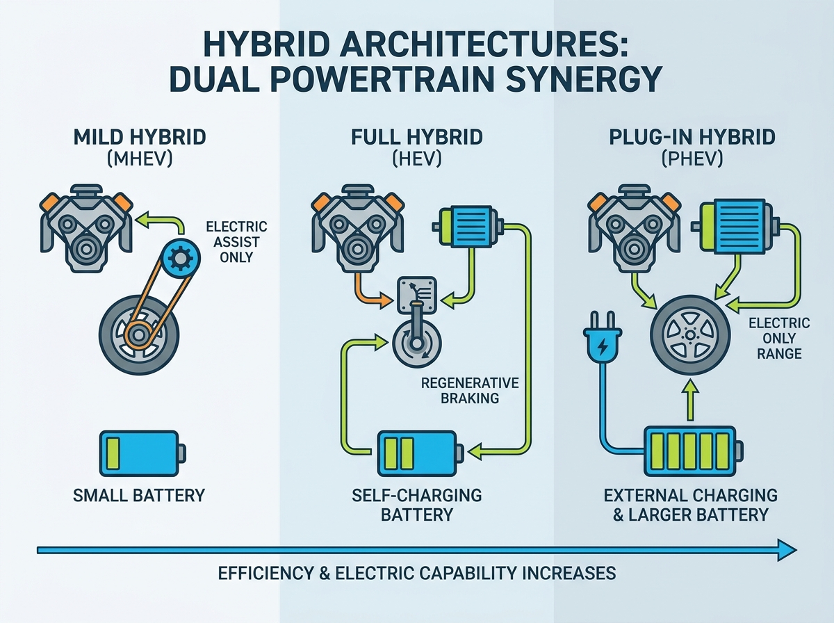 Hybrid car technology and fuel efficiency visualization