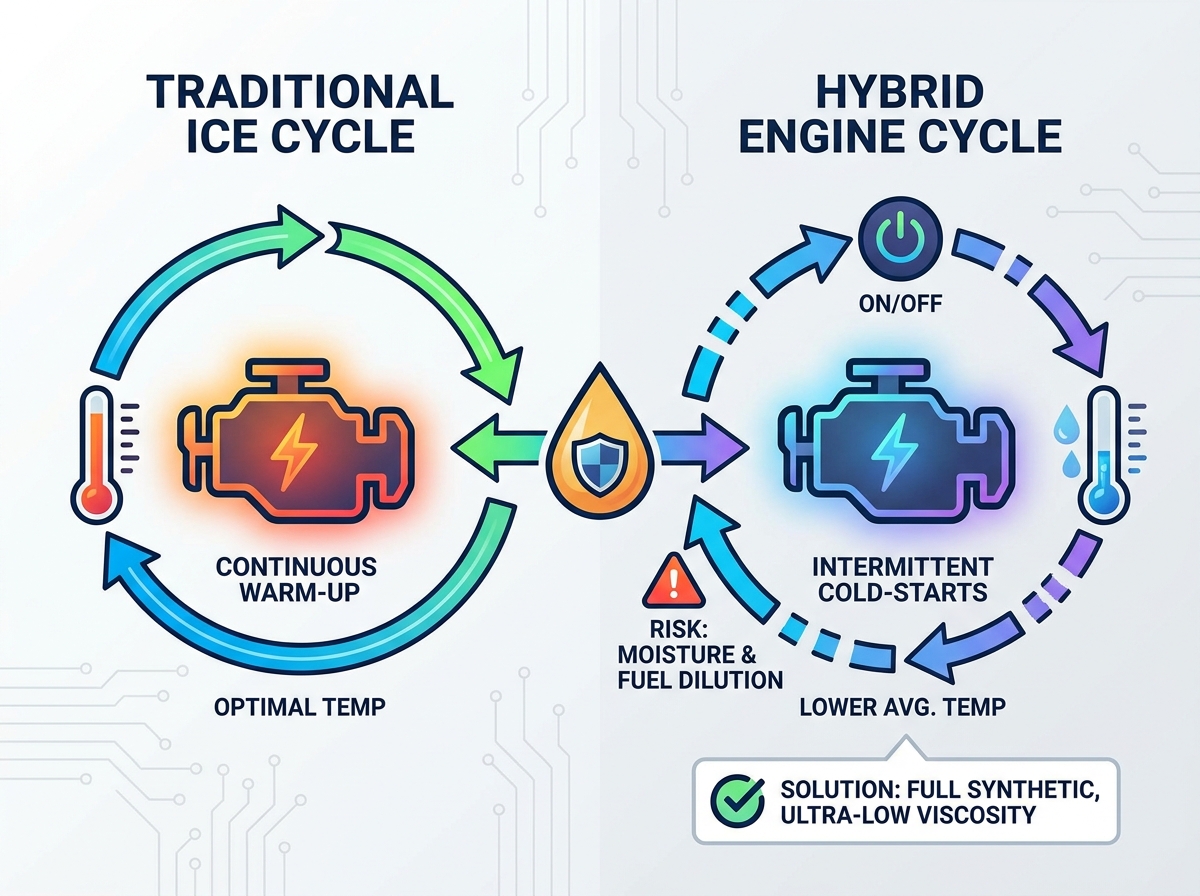 Oil-electric hybrid engine maintenance and oil selection